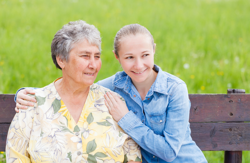 Elderly woman and her daughter